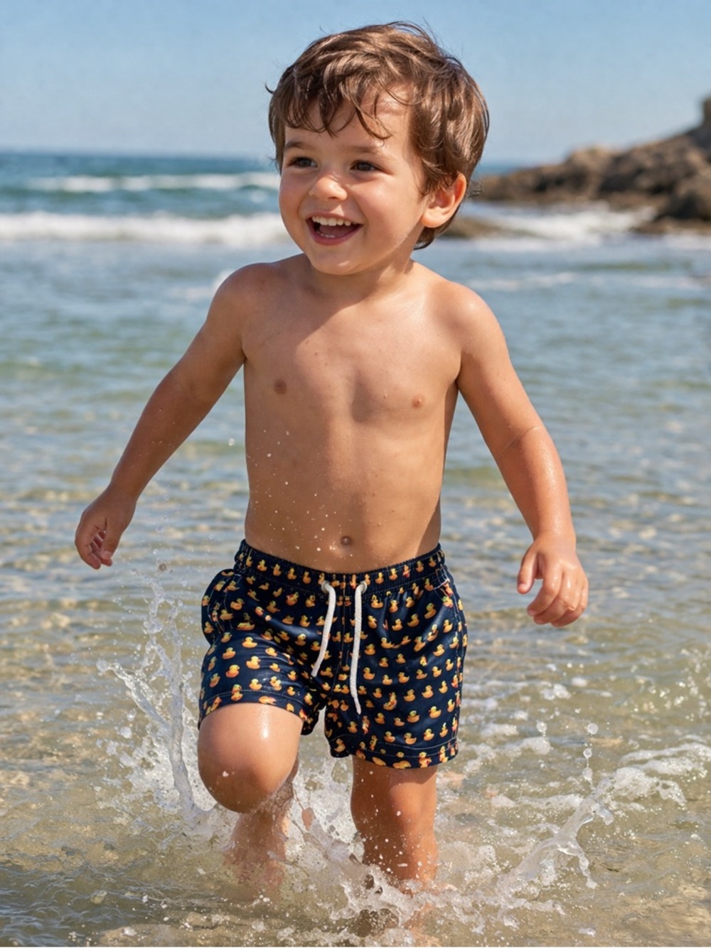 MC2 Saint Barth Navy Duck Pattern Kids Swim 4Y